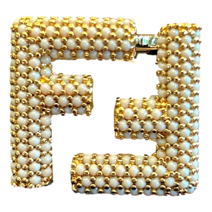 Fendi FF Studded Skinny Ivory Latte Belt Size 90