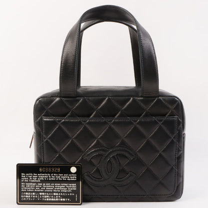Chanel Around 2000 Made Cc Mark Stitch Top Handle Bag Mini Black