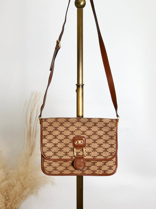 CELINE  Shoulder bag Brown Vintage aimcin