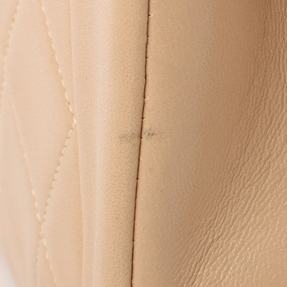 Chanel Around 1990 Made Edge Design Flap Turn-Lock Chain Bag Beige