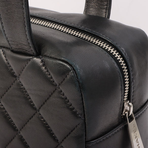 Chanel Around 2000 Made Cc Mark Stitch Top Handle Bag Mini Black