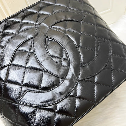 Chanel Vintage Medallion Tote in Black Glossy Calfskin and AGHW