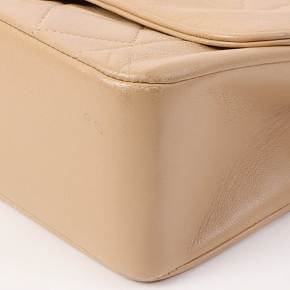 Chanel Around 1990 Made Edge Design Flap Turn-Lock Chain Bag Beige
