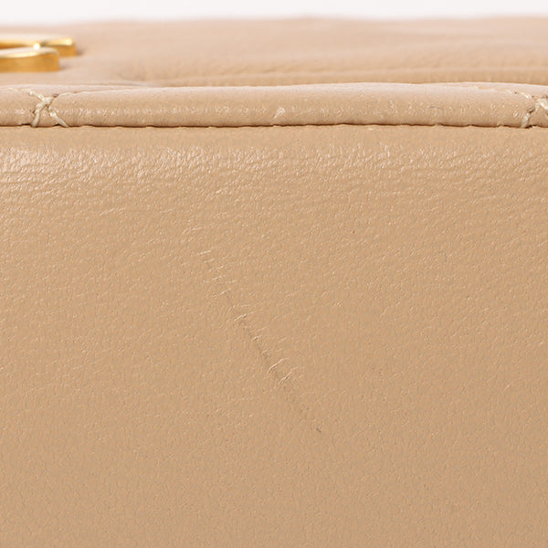 Chanel Around 1990 Made Edge Design Flap Turn-Lock Chain Bag Beige