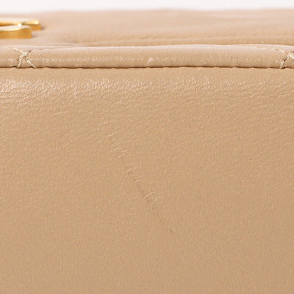 Chanel Around 1990 Made Edge Design Flap Turn-Lock Chain Bag Beige