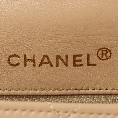 Chanel Around 1990 Made Edge Design Flap Turn-Lock Chain Bag Beige