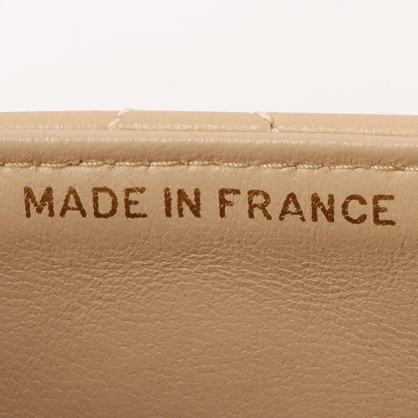 Chanel Around 1990 Made Edge Design Flap Turn-Lock Chain Bag Beige