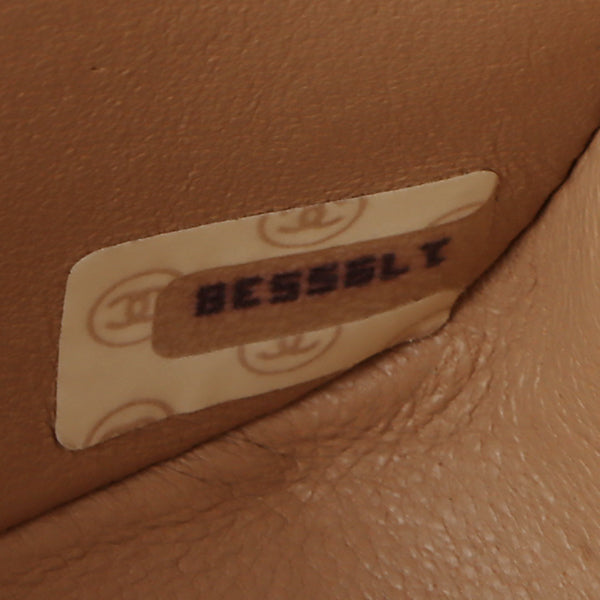 Chanel Around 1990 Made Edge Design Flap Turn-Lock Chain Bag Beige