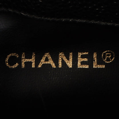 Chanel Around 1995 Made Caviar Skin 6 Cc Mark Plate Drawstring Shoulder Bag Black