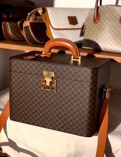 CELINE Macadam Metal Closure Box Two-way Shoulder bag Vanity bag Brown Vintage Old CELINE uakr4w