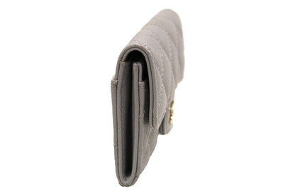 Chanel Grey Caviar Quilted Leather CC Flap Card Holder