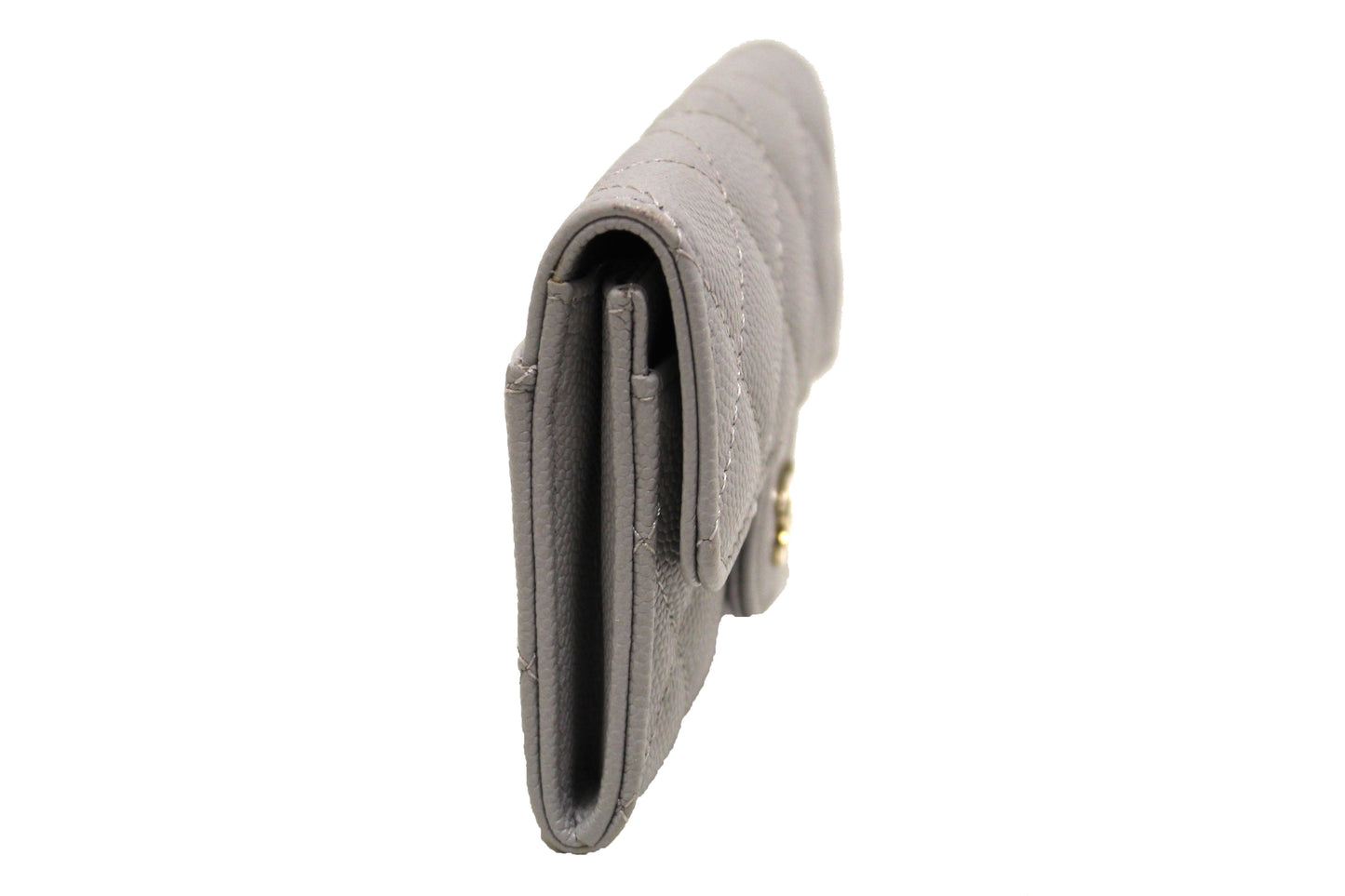 Chanel Grey Caviar Quilted Leather CC Flap Card Holder
