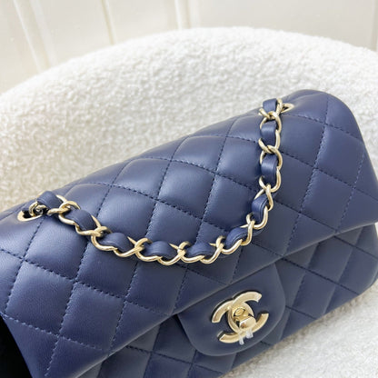 Chanel Classic Mini Rectangular Flap in Navy Lambskin and LGHW