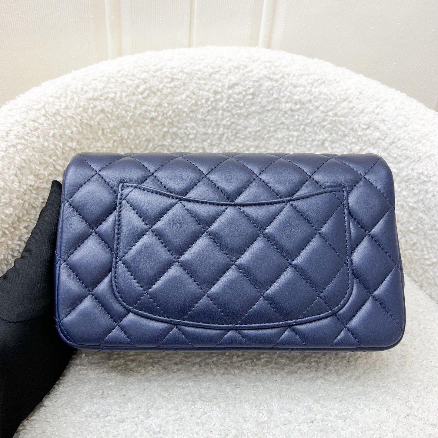 Chanel Classic Mini Rectangular Flap in Navy Lambskin and LGHW
