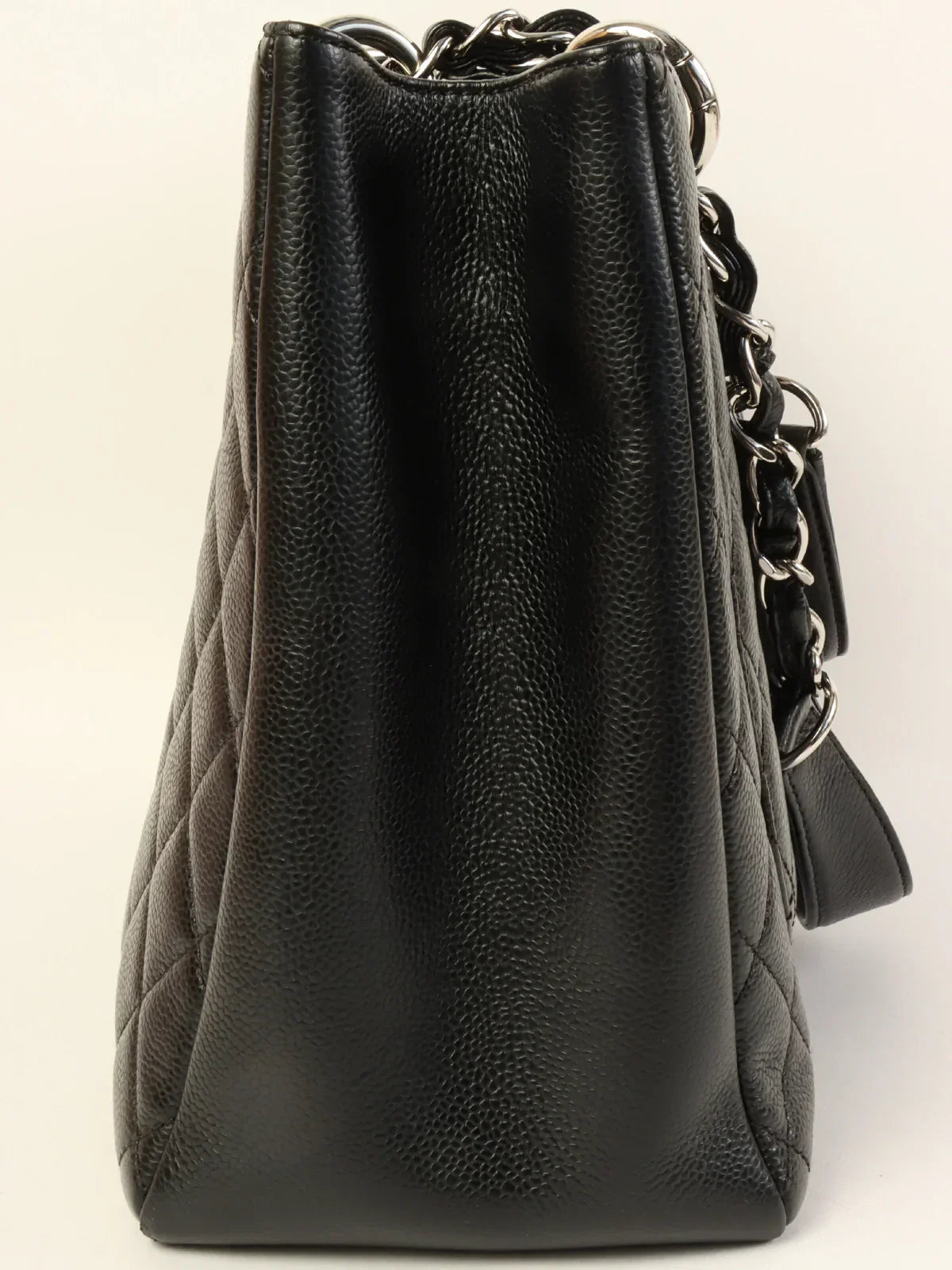 Chanel Around  Made Caviar Skin Cc Mark Stitch Chain Tote Bag Black