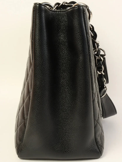 Chanel Around  Made Caviar Skin Cc Mark Stitch Chain Tote Bag Black