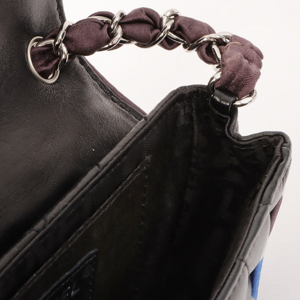 Chanel Around 2005 Made Chevron Cc Mark Plate Mini Chain Bag Black/Multi