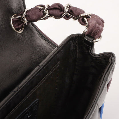 Chanel Around 2005 Made Chevron Cc Mark Plate Mini Chain Bag Black/Multi