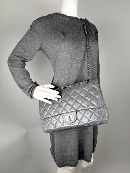 CHANEL Gray 227 2005 Reissue 2.55 Leather Shoulder Crossbody Bag