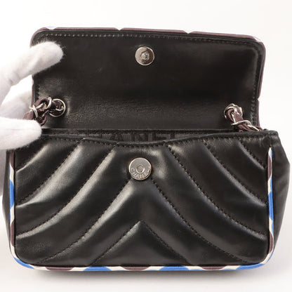 Chanel Around 2005 Made Chevron Cc Mark Plate Mini Chain Bag Black/Multi