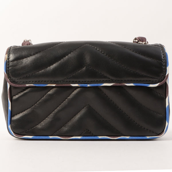 Chanel Around 2005 Made Chevron Cc Mark Plate Mini Chain Bag Black/Multi