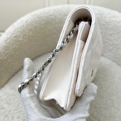 Chanel Classic Wallet on Chain WOC in White Caviar and SHW (Model: AP0250)