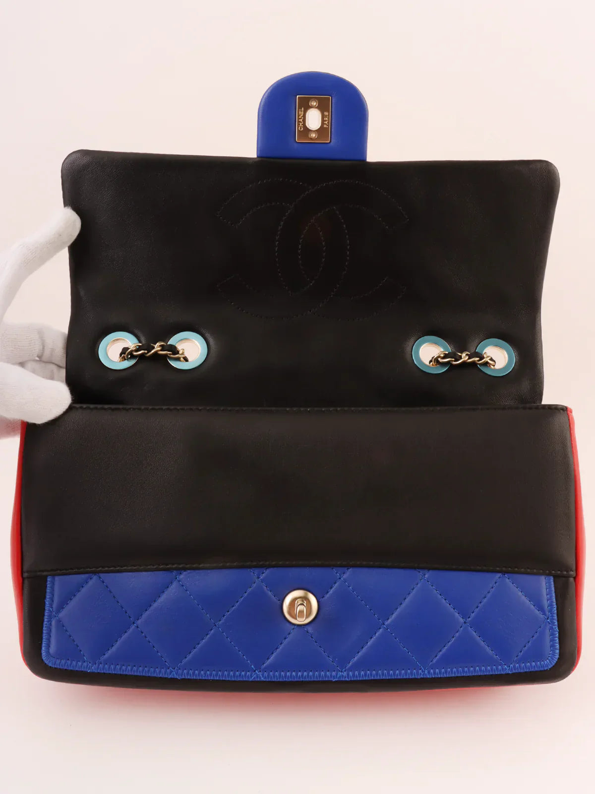 Chanel Around  Made Mondrian Tricolore Turn-Lock Chain Shoulder Bag Yellow/Blue/Red