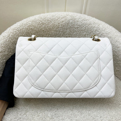 Chanel Small Classic Flap CF in White Caviar and LGHW