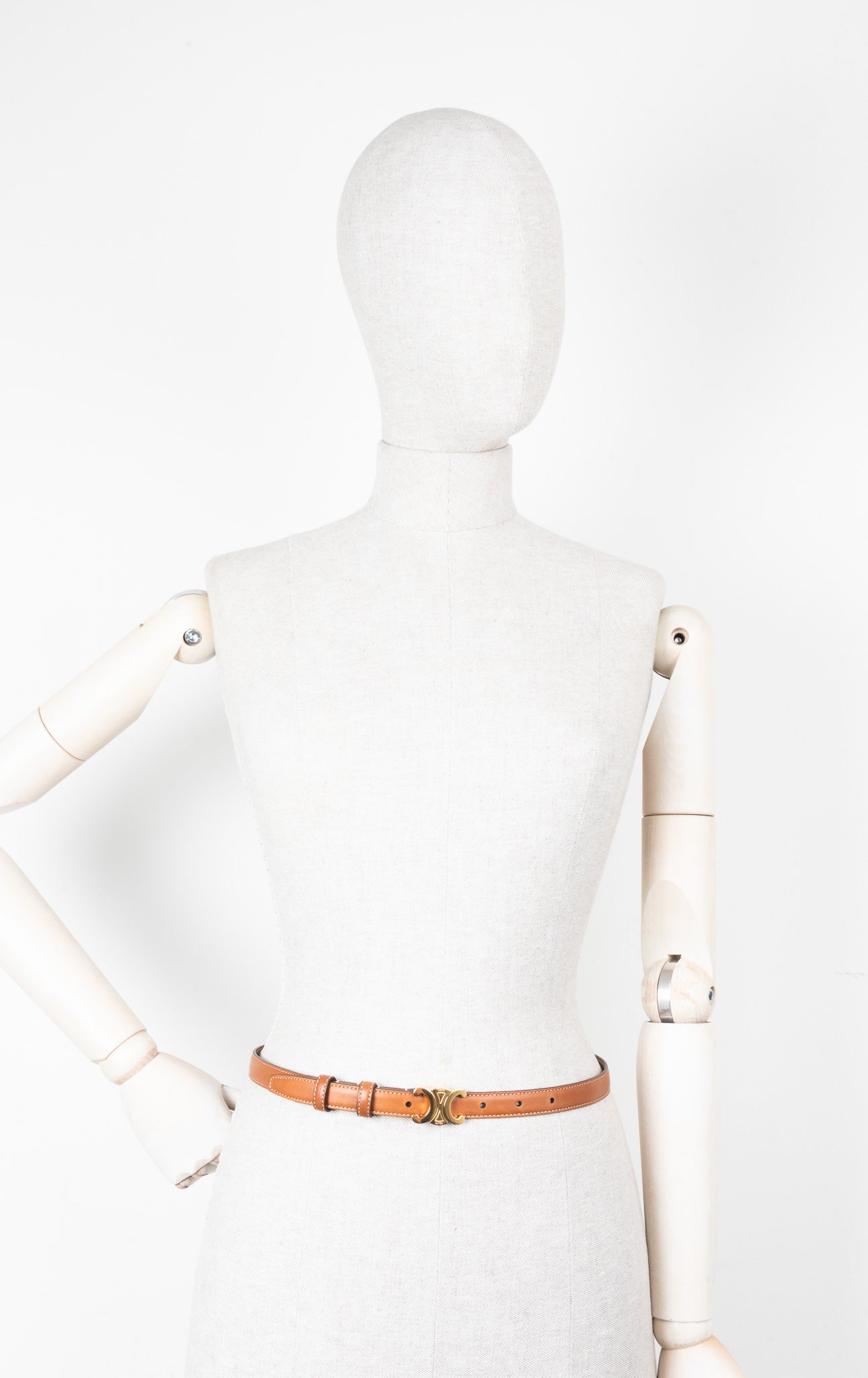 CELINE Small Triomphe Belt Leather Tan