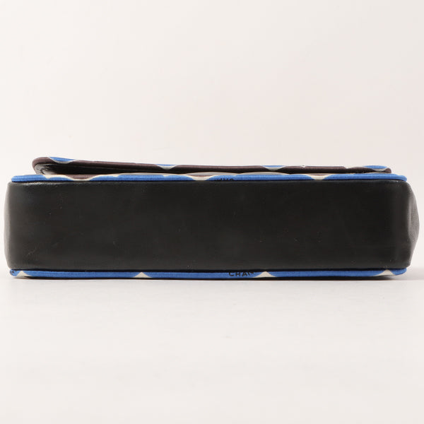 Chanel Around 2005 Made Chevron Cc Mark Plate Mini Chain Bag Black/Multi