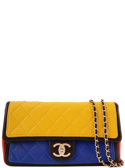 Chanel Around  Made Mondrian Tricolore Turn-Lock Chain Shoulder Bag Yellow/Blue/Red