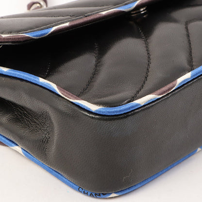 Chanel Around 2005 Made Chevron Cc Mark Plate Mini Chain Bag Black/Multi