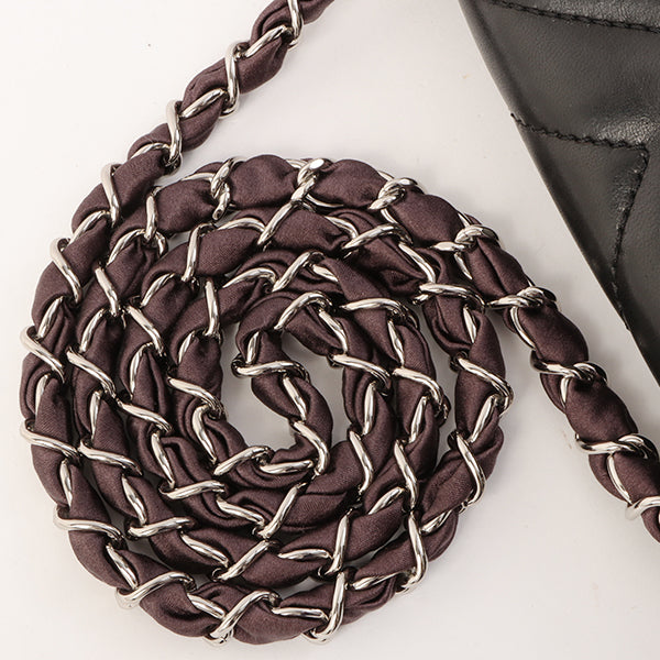 Chanel Around 2005 Made Chevron Cc Mark Plate Mini Chain Bag Black/Multi