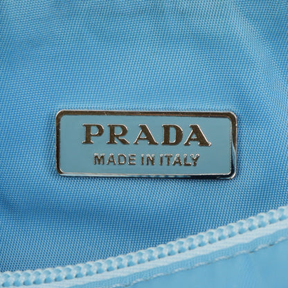 Prada Nylon Logo Plate Handbag Light Blue