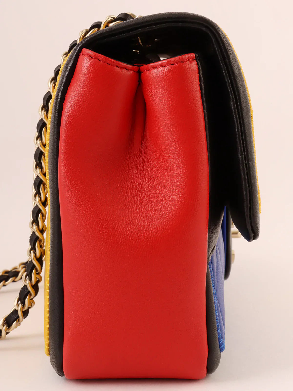 Chanel Around  Made Mondrian Tricolore Turn-Lock Chain Shoulder Bag Yellow/Blue/Red
