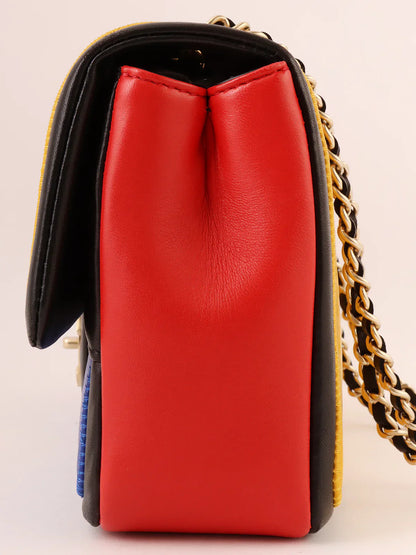 Chanel Around  Made Mondrian Tricolore Turn-Lock Chain Shoulder Bag Yellow/Blue/Red