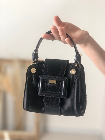 CELINE  Front Buckle Small Handbag Black Vintage wdsxbc