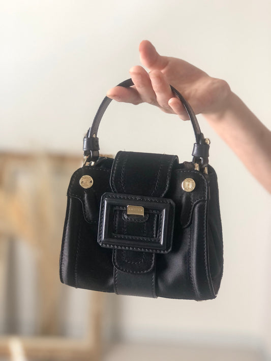 CELINE  Front Buckle Small Handbag Black Vintage wdsxbc