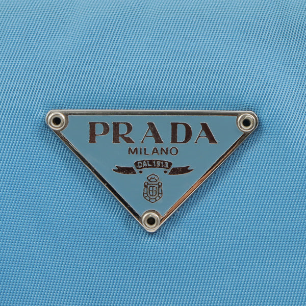 Prada Nylon Logo Plate Handbag Light Blue