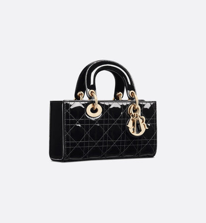 DIOR SMALL LADY D-JOY BAG Black Patent Cannage Calfskin