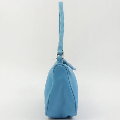 Prada Nylon Logo Plate Handbag Light Blue