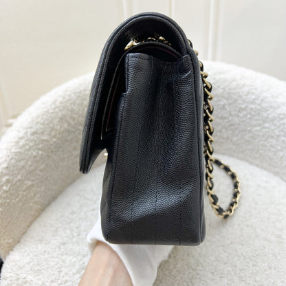 Chanel Classic Medium CF in Black Chevron Caviar and LGHW