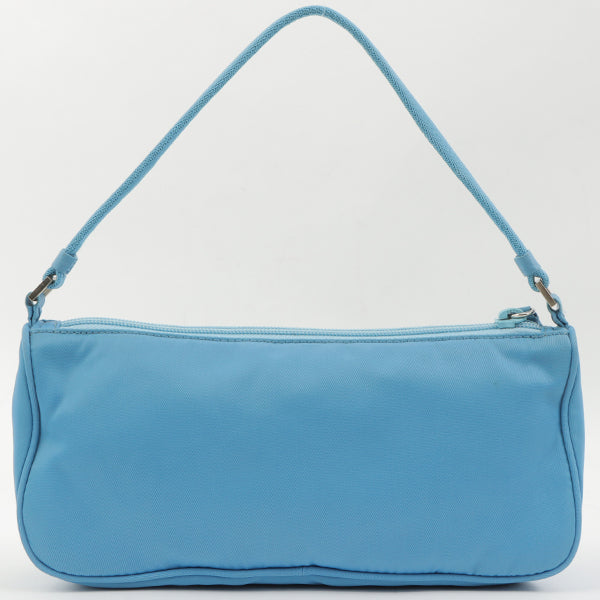 Prada Nylon Logo Plate Handbag Light Blue