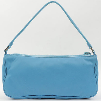 Prada Nylon Logo Plate Handbag Light Blue