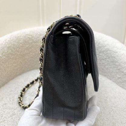 Chanel Classic Medium CF in Black Chevron Caviar and LGHW