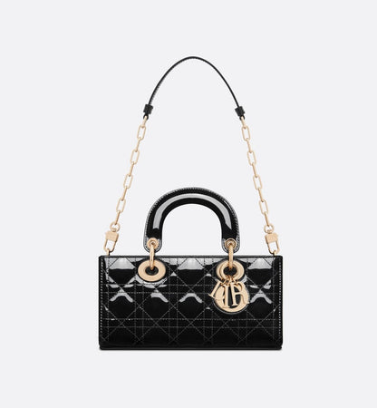 DIOR SMALL LADY D-JOY BAG Black Patent Cannage Calfskin