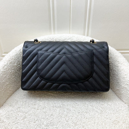 Chanel Classic Medium CF in Black Chevron Caviar and LGHW