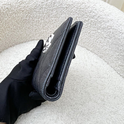 Chanel Seasonal Bifold Wallet with Coin Compartment in Black Caviar