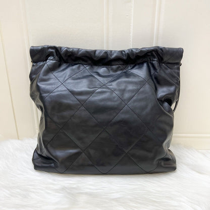 Chanel 22 Medium Hobo Handbag in Black Calfskin and AGHW