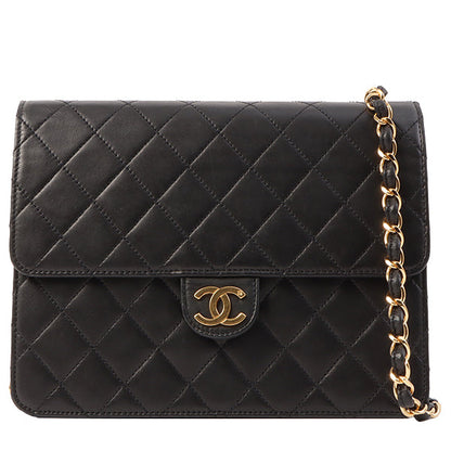 Chanel Around 1998 Made Cc Mark Plate Chain Bag Black
